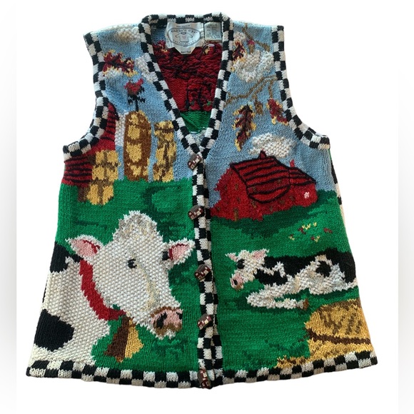 Eagle’s Eye Collectibles Tops - Eagle’s Eye Collectibles Vintage Farm Vest Bell Detail Barn Buttons Size Large